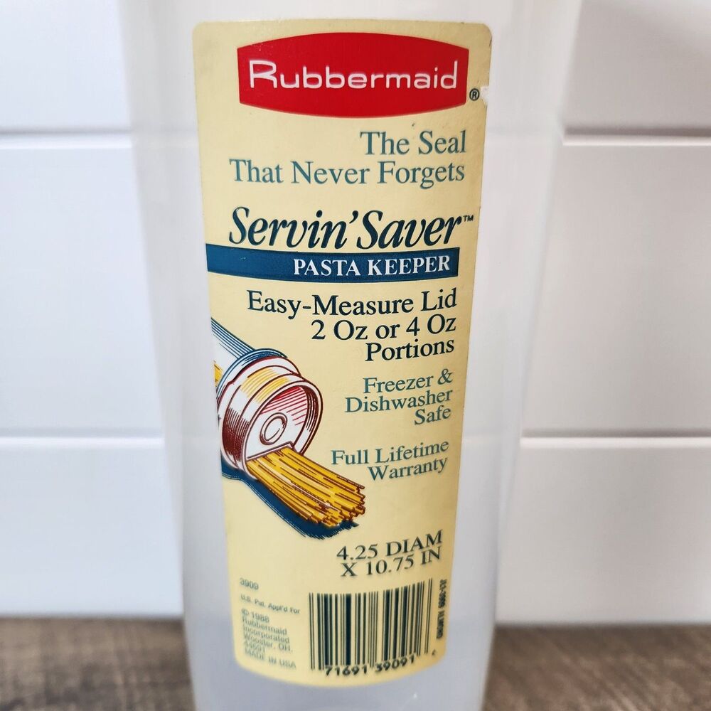 Rubbermaid Vintage Servin' Saver Spaghetti Pasta Keeper Clear Almond 0110 1988